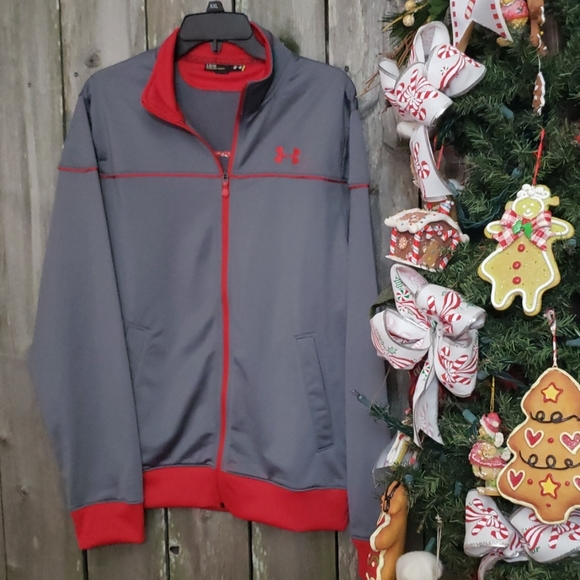 Under Armour NWTS Gray Red Sweat Jacket - Picture 2 of 7